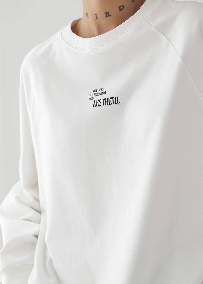 Basic print round neck long sleeve shirt / AS1263