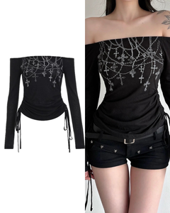 クロスチェーンプリントリボンT / vo1289