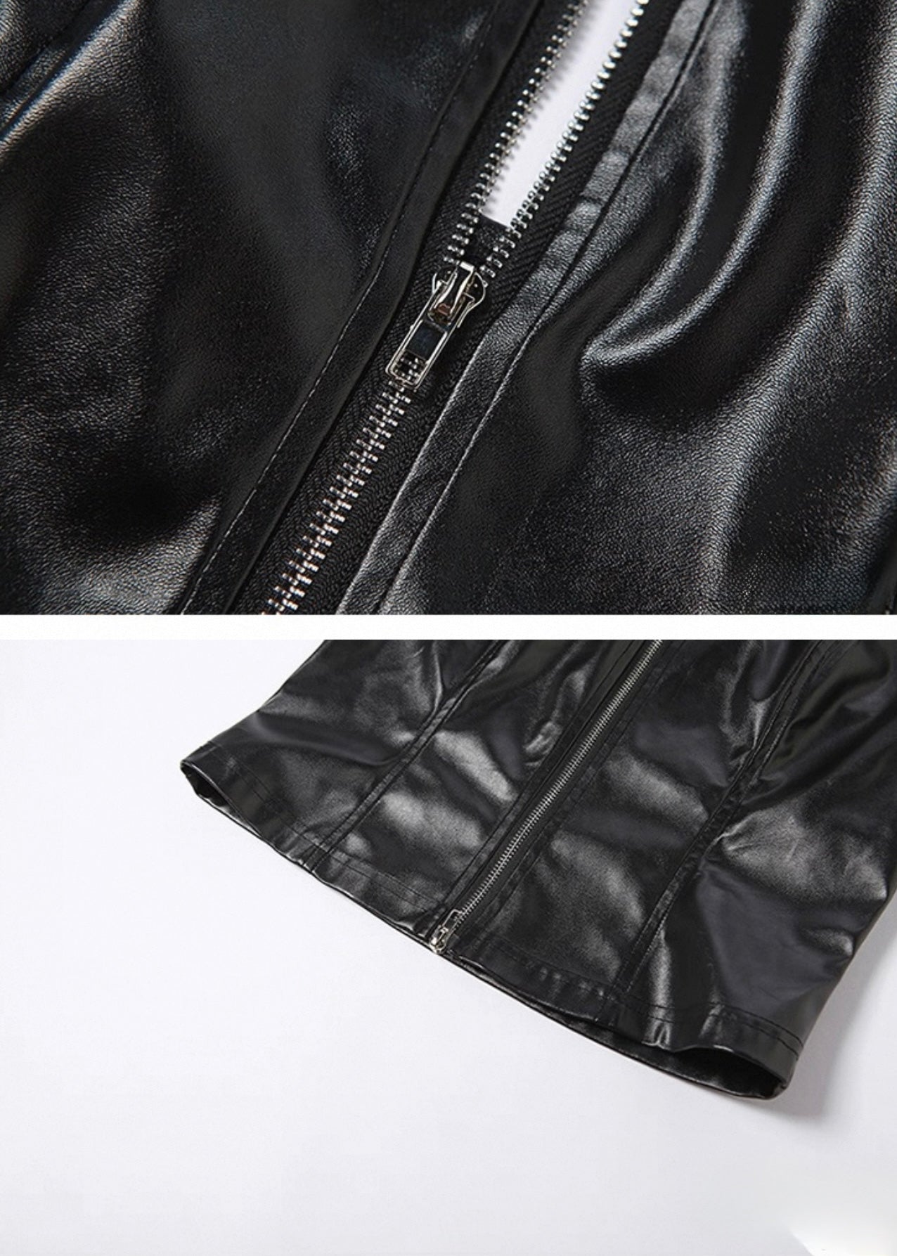 PUレザーダブルジップベスト / VO1143