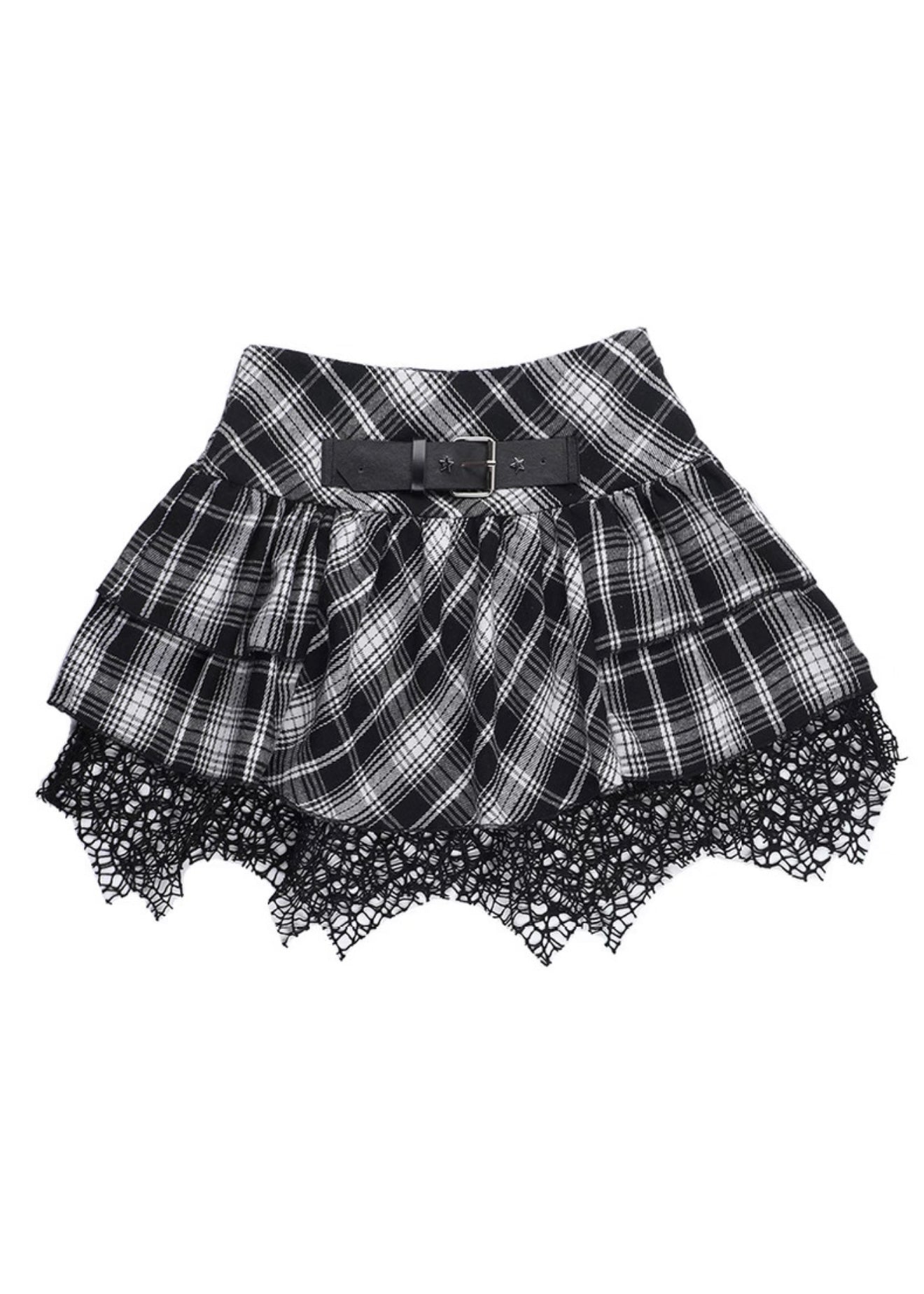 チェック柄レース付きミニスカート / VO1206