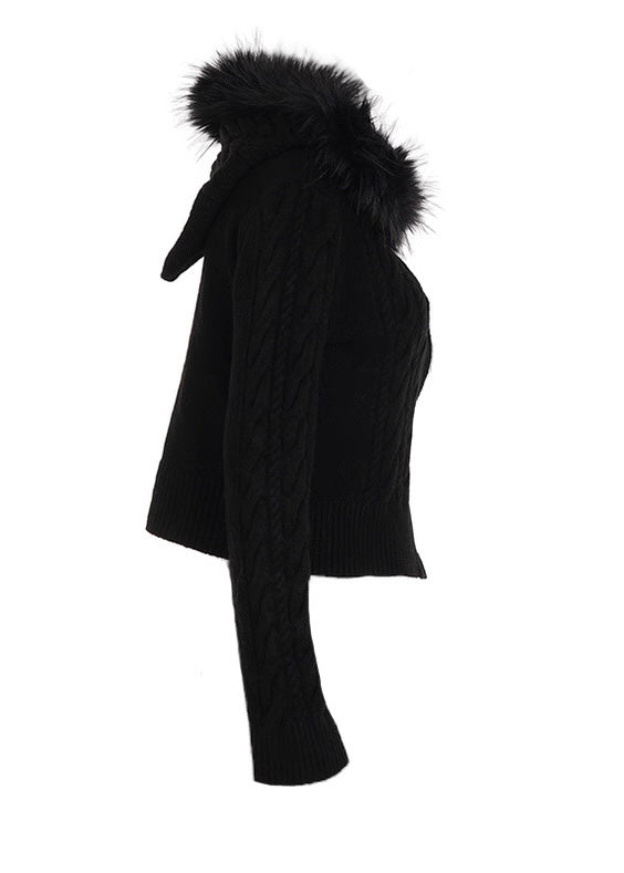 フード付きツイストニットカーディガンパーカー / VO1299