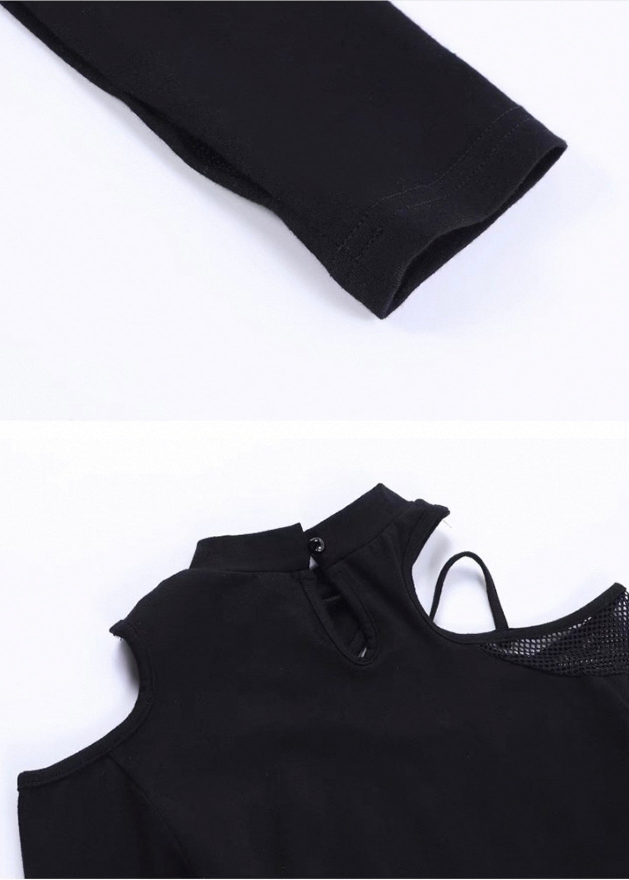 アシンメトリーネックカット長袖シャツ / VO1159