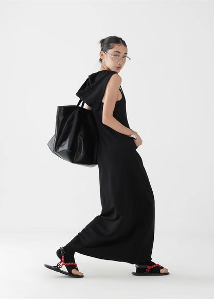 A-line long hooded dress / AS1300