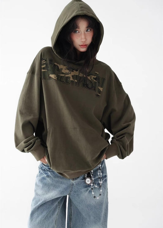 Camo print pullover hoodie / AS1286