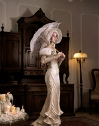 French Rococo Satin Long Mermaid Skirt / DR03