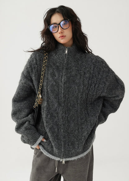 double zip knit cardigan / AS1184 