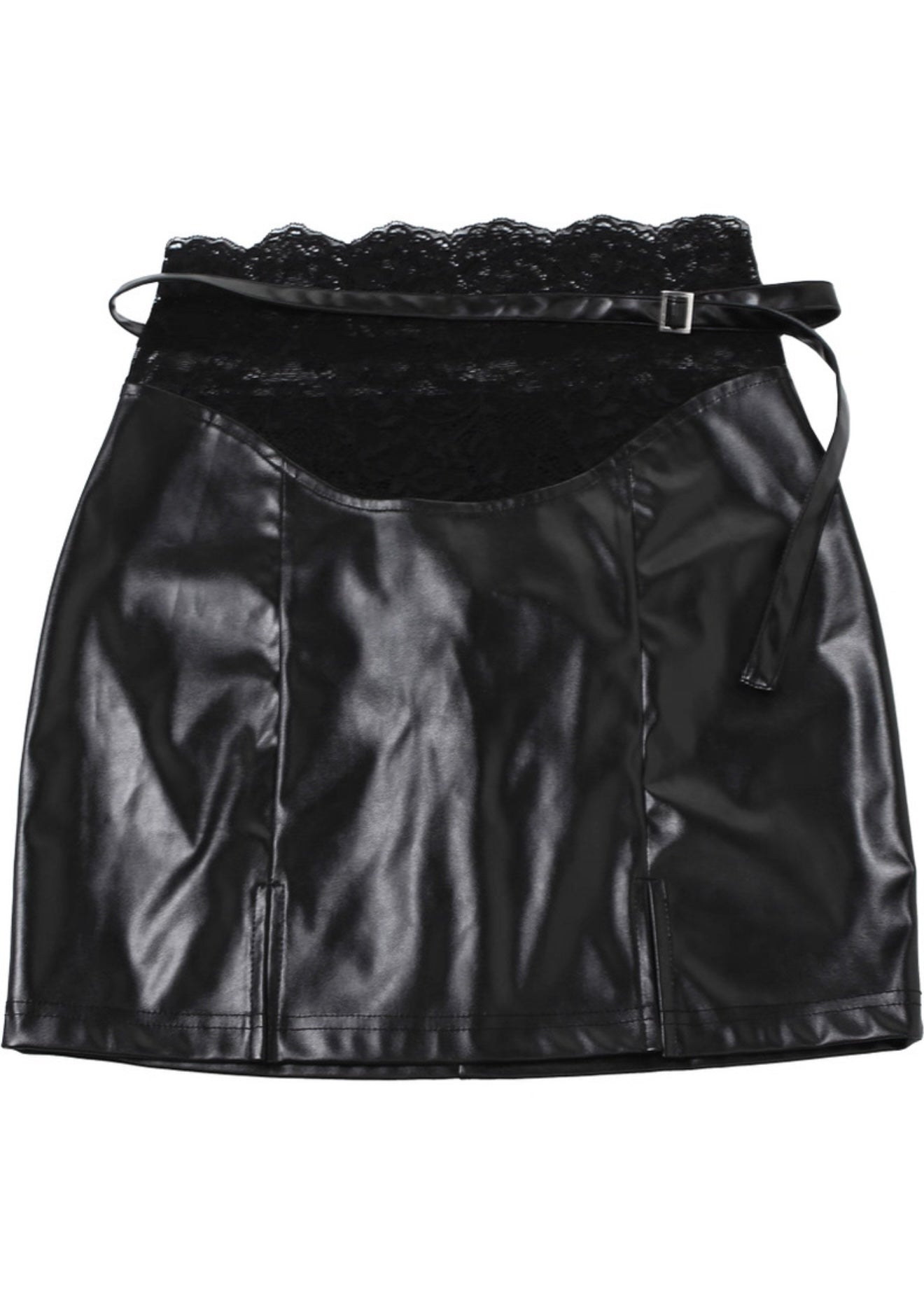 PUレザーレースアップスカート / VO1250