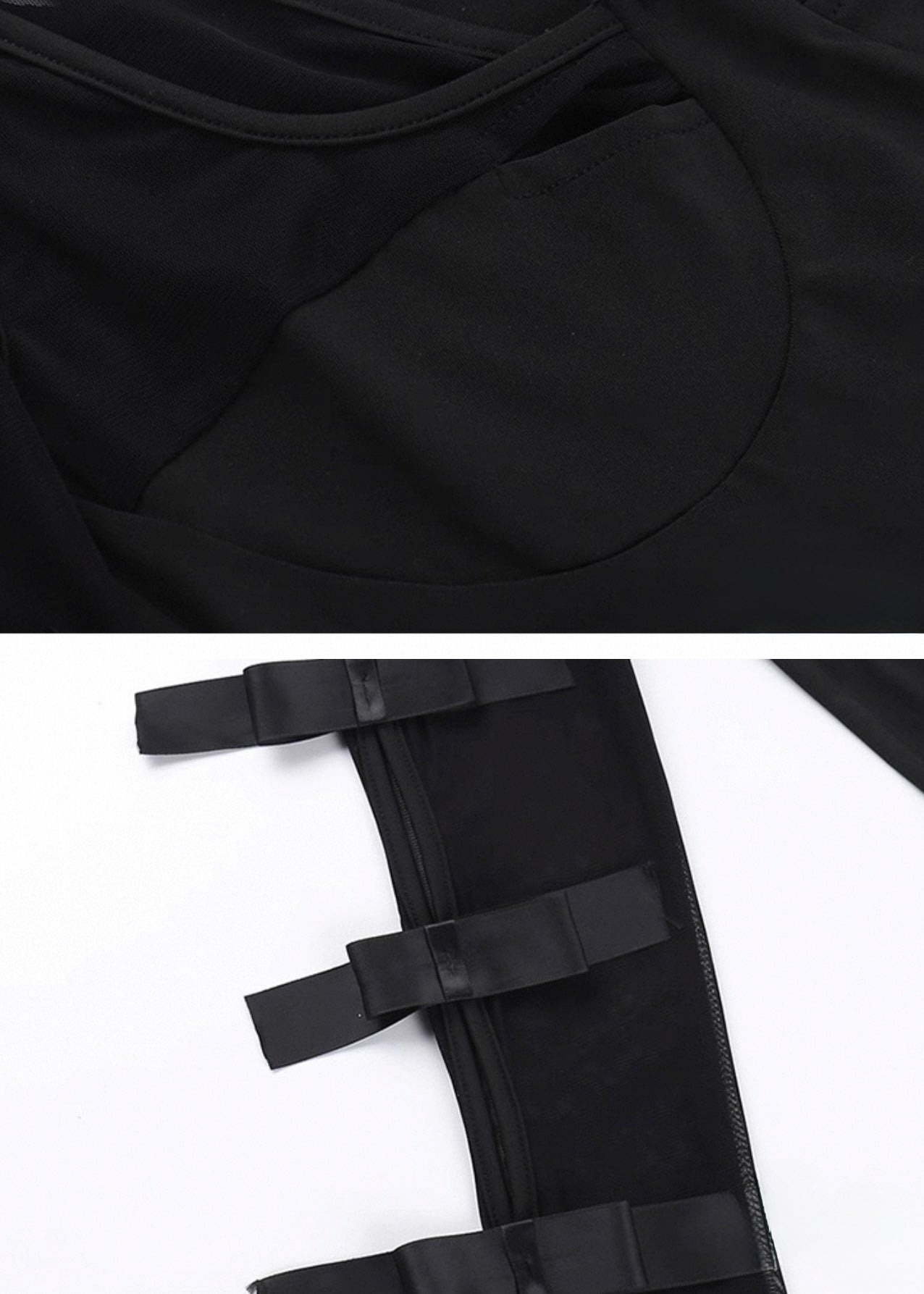 ダークメッシュオフショルダートップ / VO1152