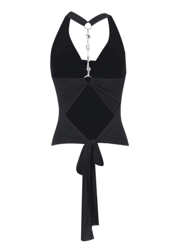 ラインストーンホルターネックトップ / vo1291