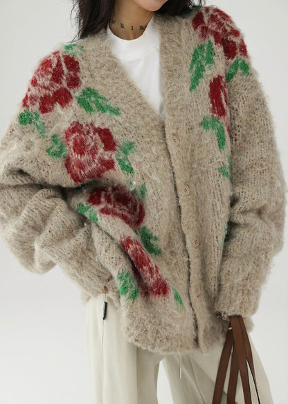 retro rose knit cardigan / AS1151