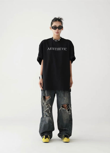 Back floral embroidery T-shirt / AS1310