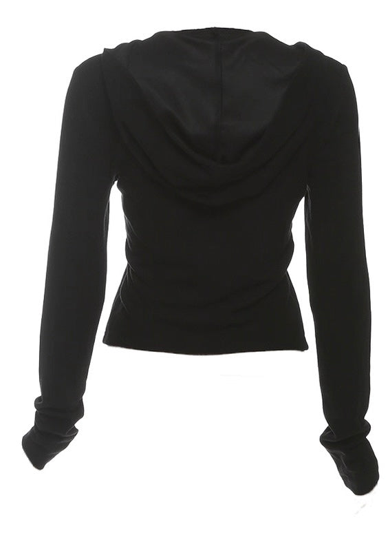 ダブルジッパーフード付きニットカーディガン / vo1264