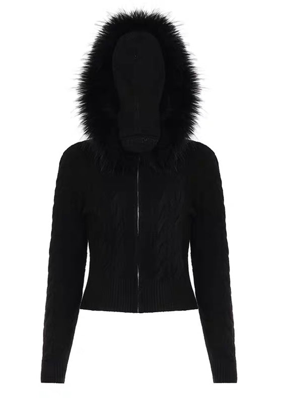 フード付きツイストニットカーディガンパーカー / VO1299