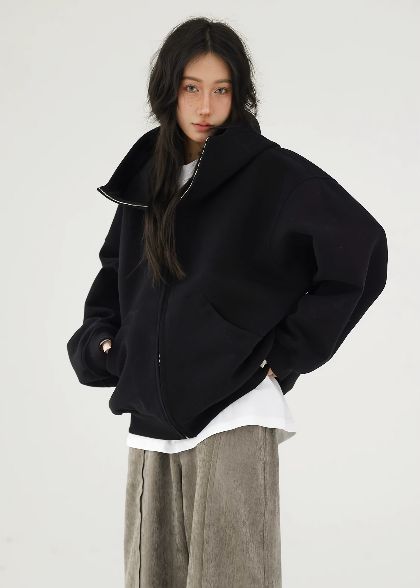 padded hooded zip sweatshirt / AS1145 