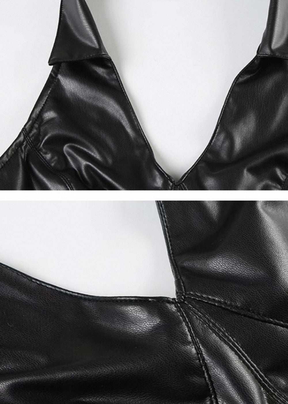 PUレザーバックレスジッパーベスト / VO1247