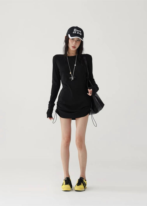 Smocked round neck dress / AS1306