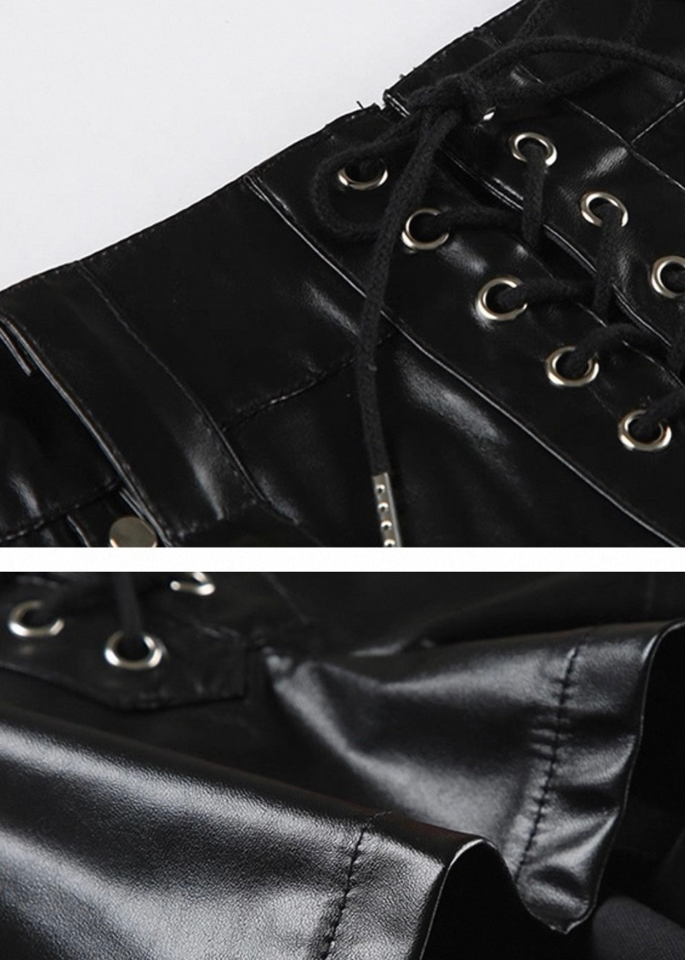 PUレザーレースアップショートパンツ / VO1242