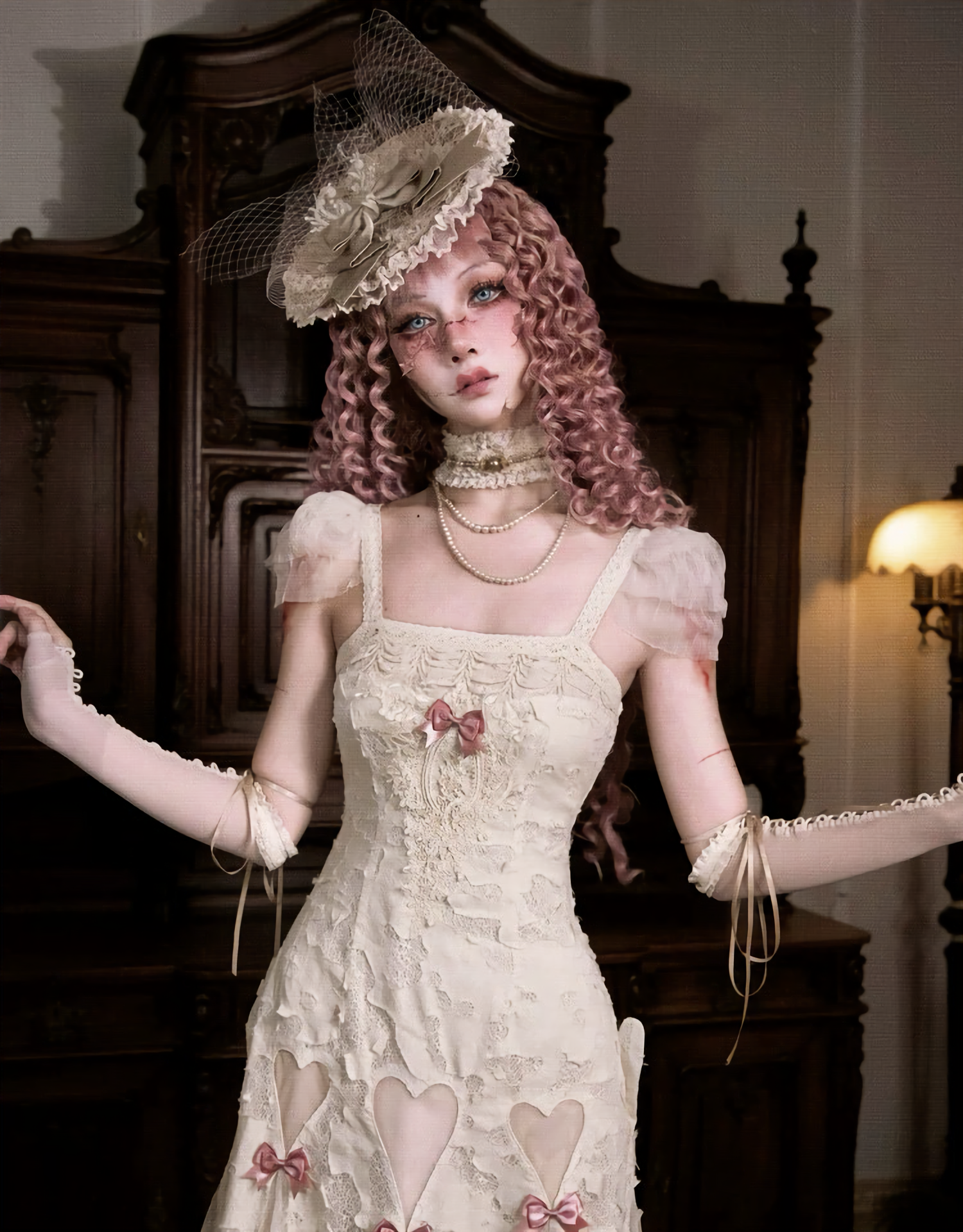 Cotton Love Bow Hollow Strap Dress / DR05