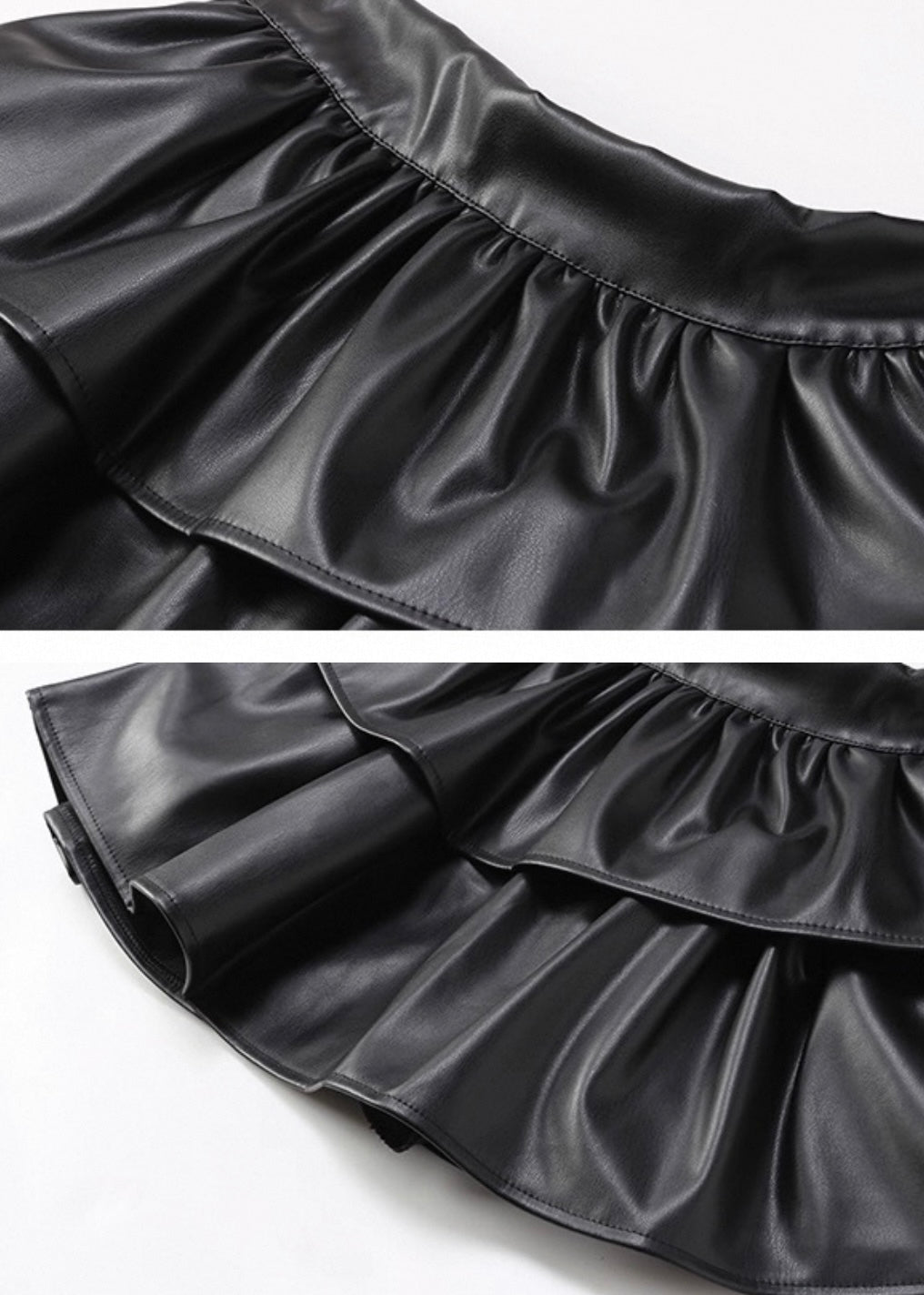 PUレザーティアードミニスカート / VO1243
