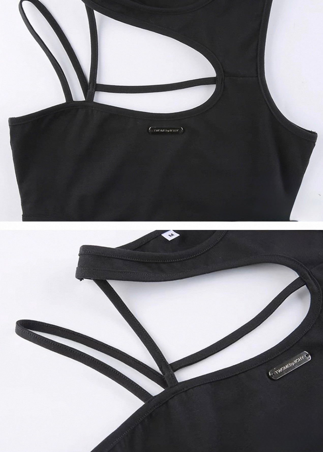 アシンメトリーカットアウトショートトップ / VO1158