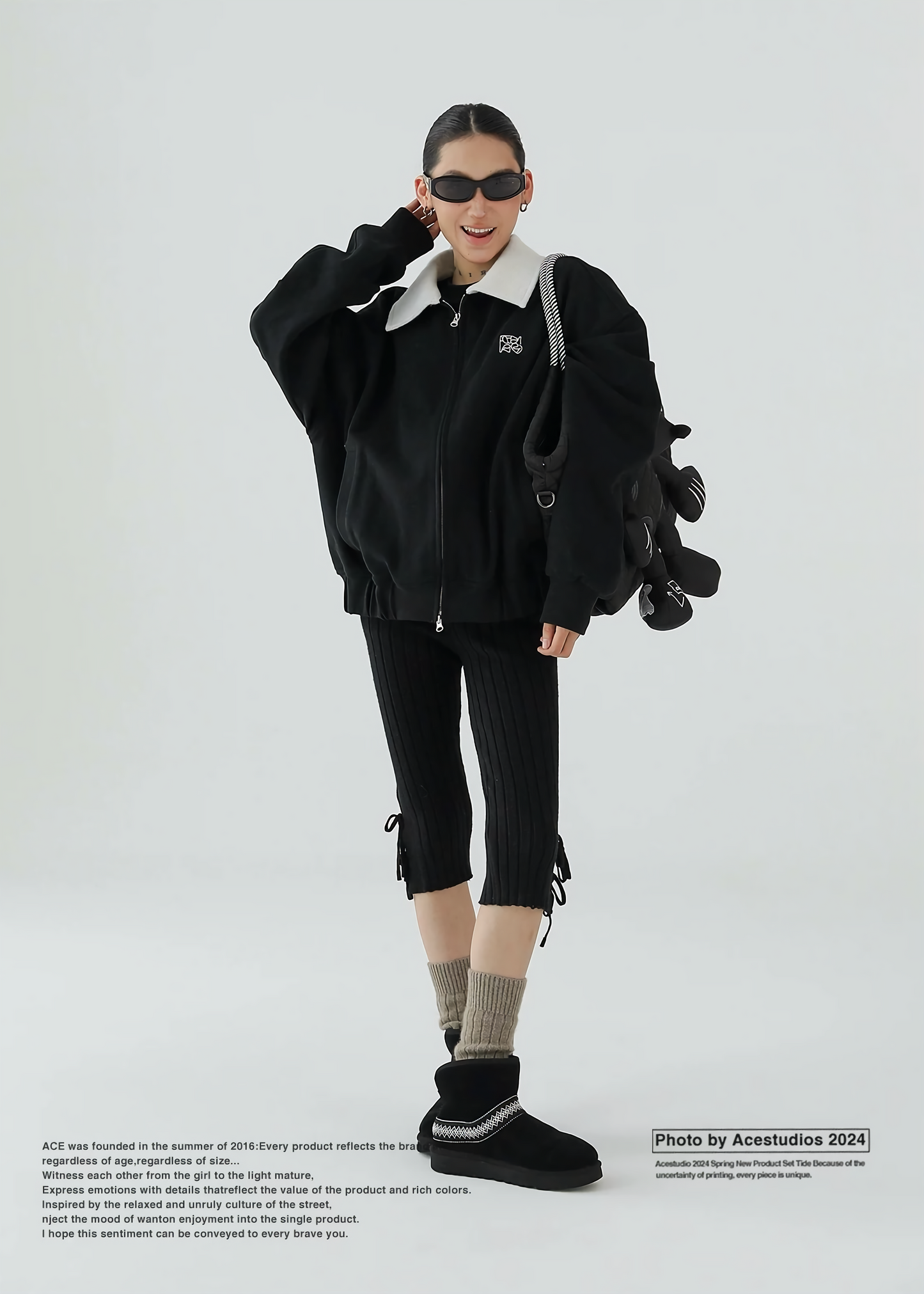 lapel zipper cardigan jacket / AS1143 