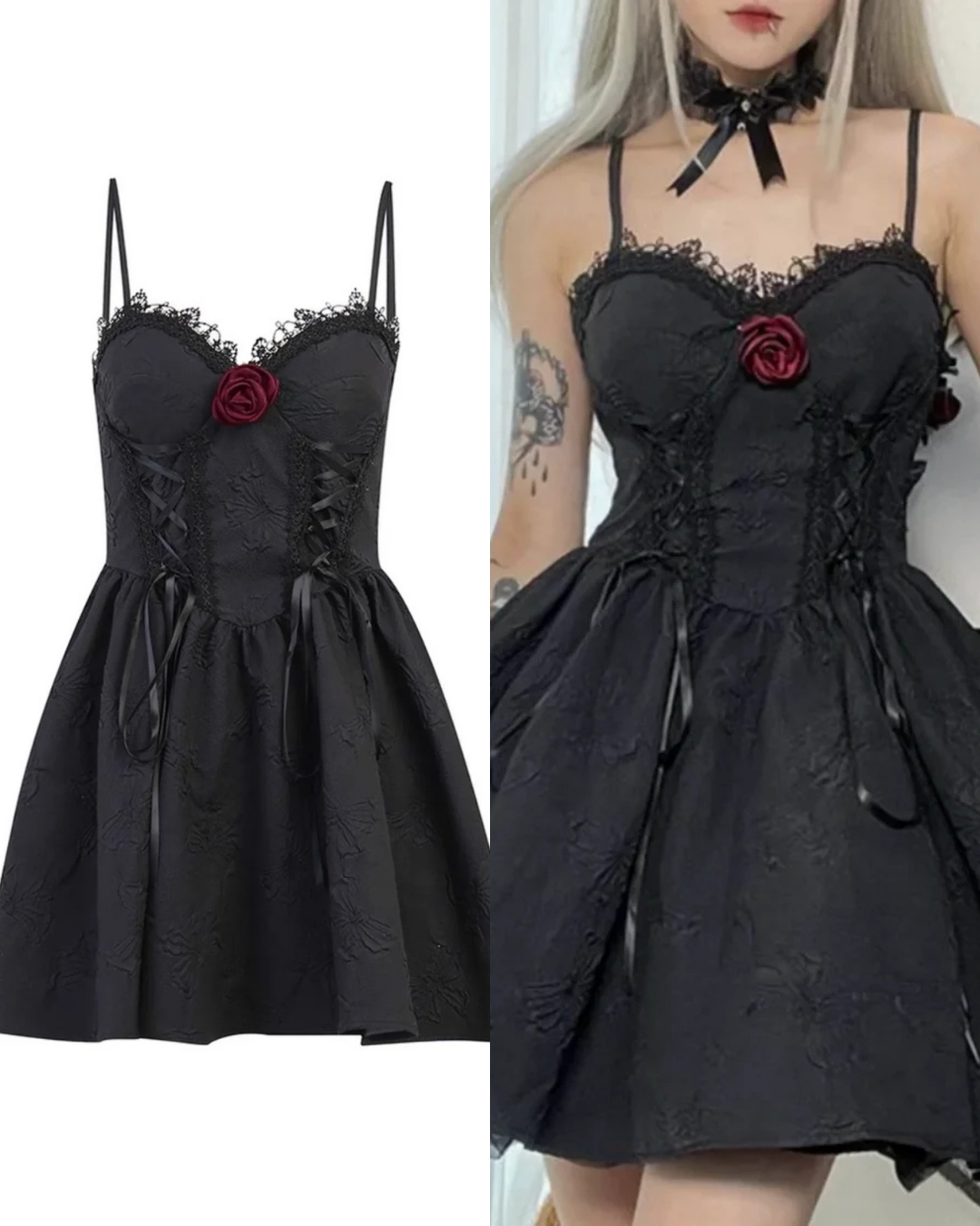 レースアップローズワンピース / VO1232