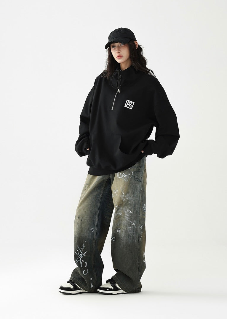 Graffiti print wide leg pants / AS1234