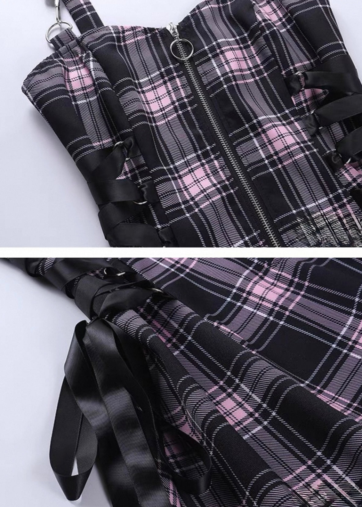 ピンクチェック柄キャミワンピース / VO1173