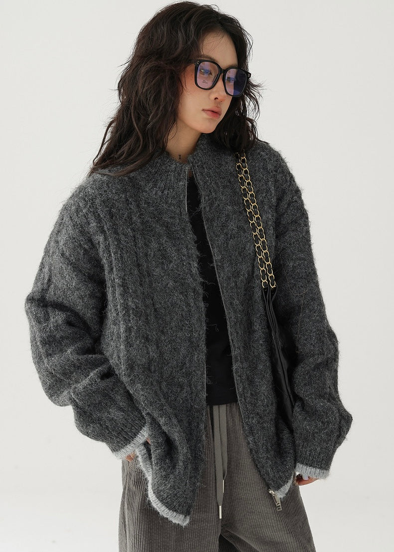 double zip knit cardigan / AS1184 