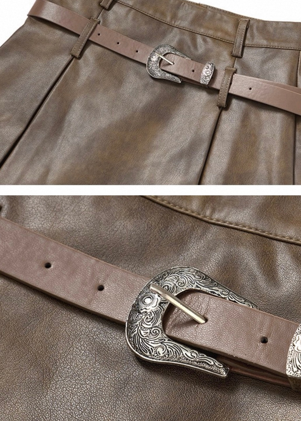 ベルト付きPUレザースカート / VO1240