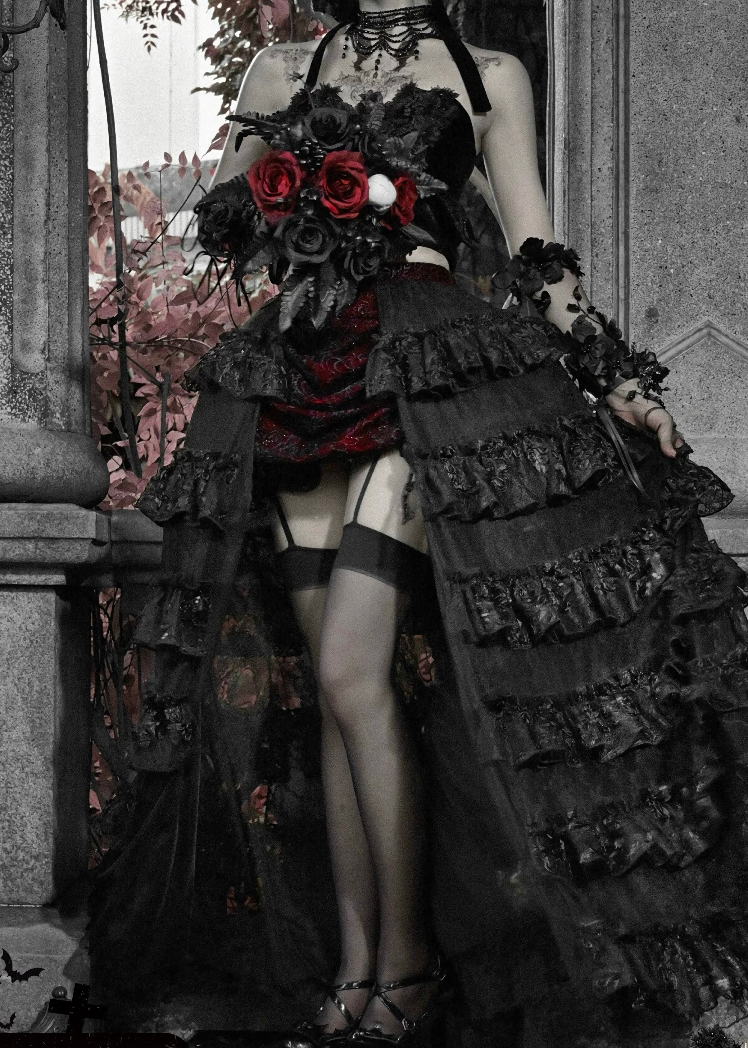 Scarlet Gothic Multi-Layer Tailored Skirt ＆ Cage Petti Coat / CT02