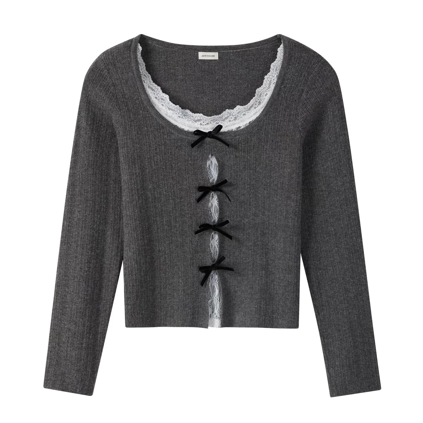 レースリボンニットトップス / vo1292