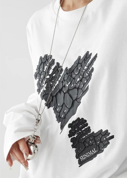 Love offset loose round neck long sleeve / AS1278
