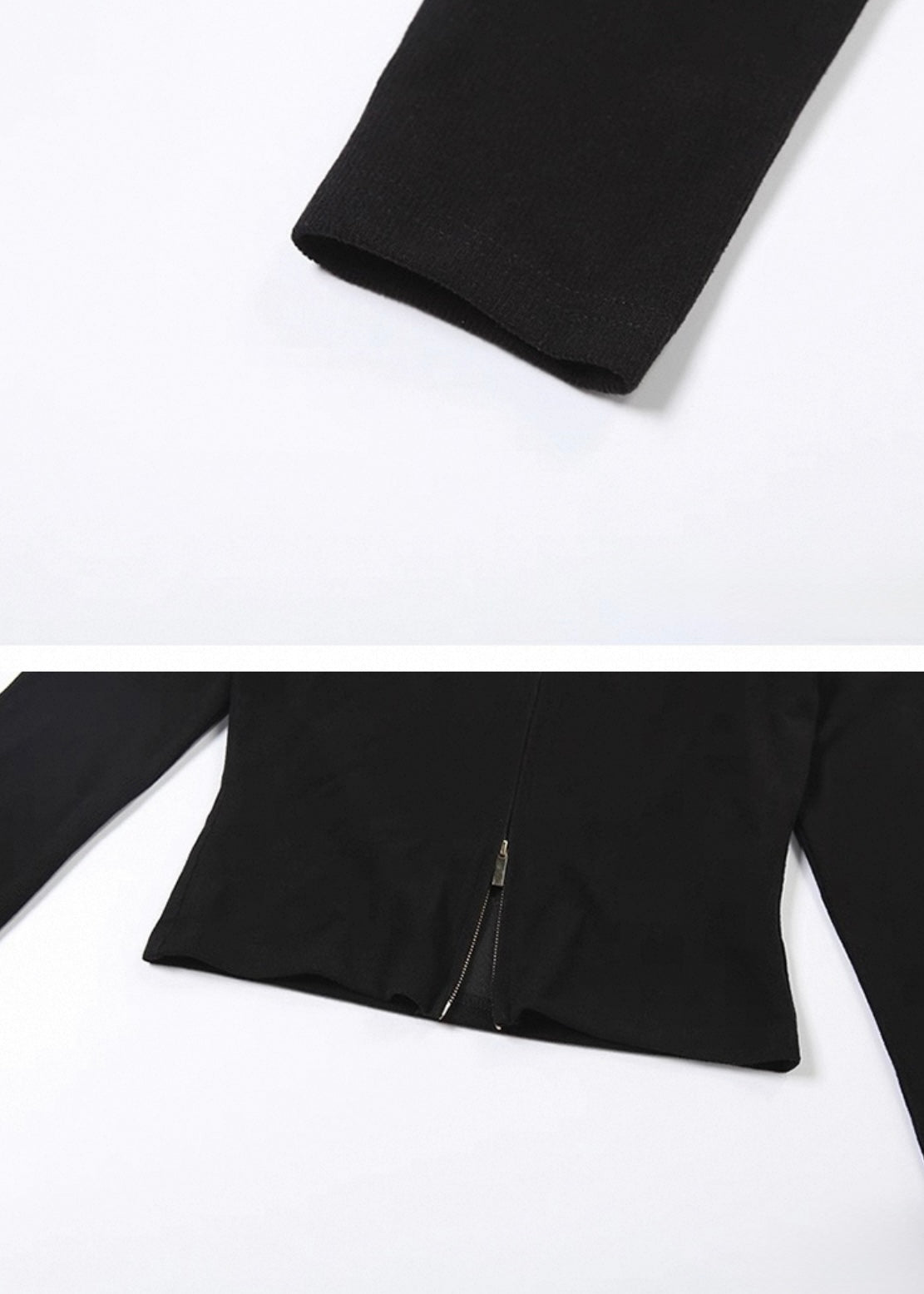 ダブルジッパーフード付きニットカーディガン / vo1264