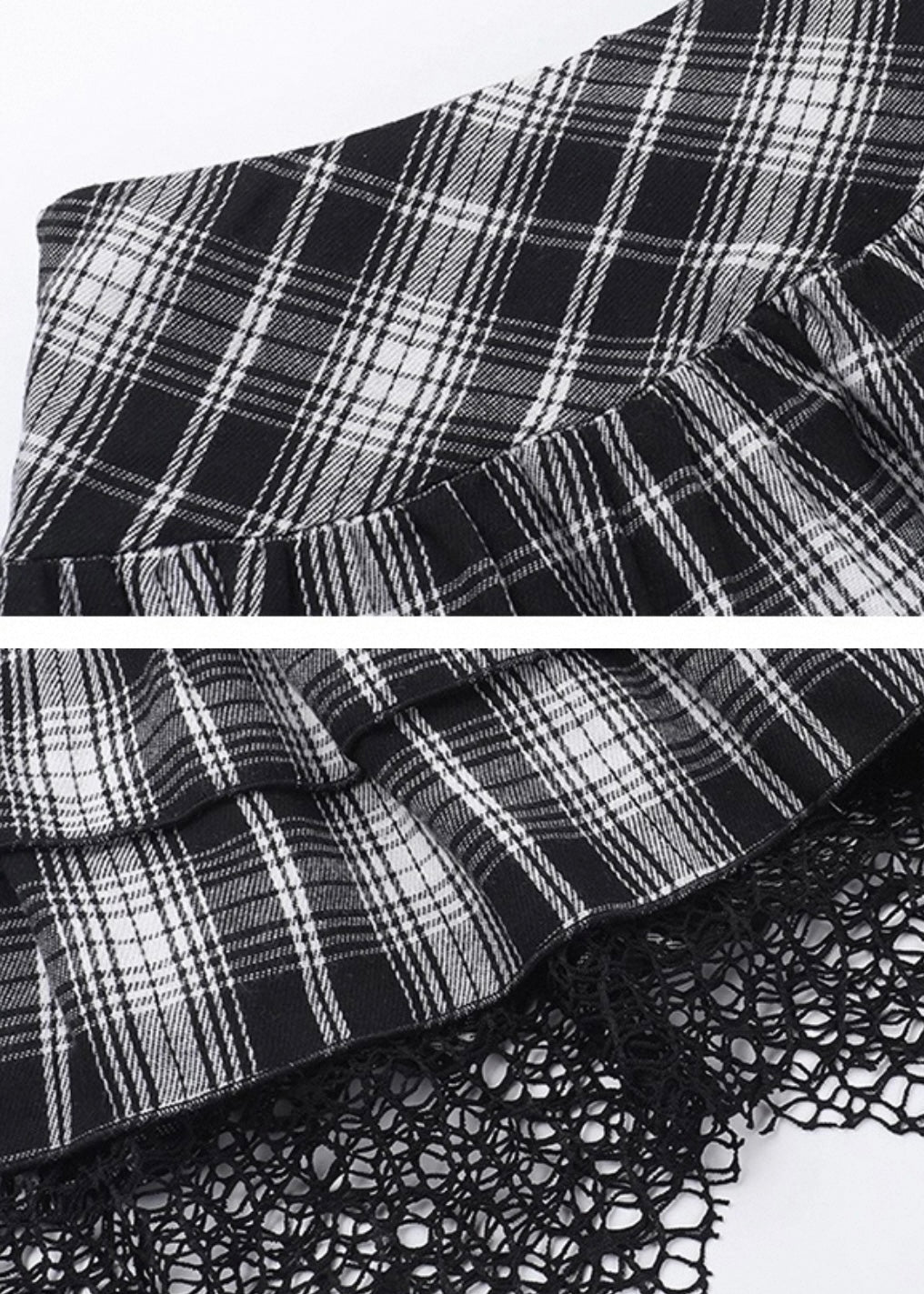 チェック柄レース付きミニスカート / VO1206