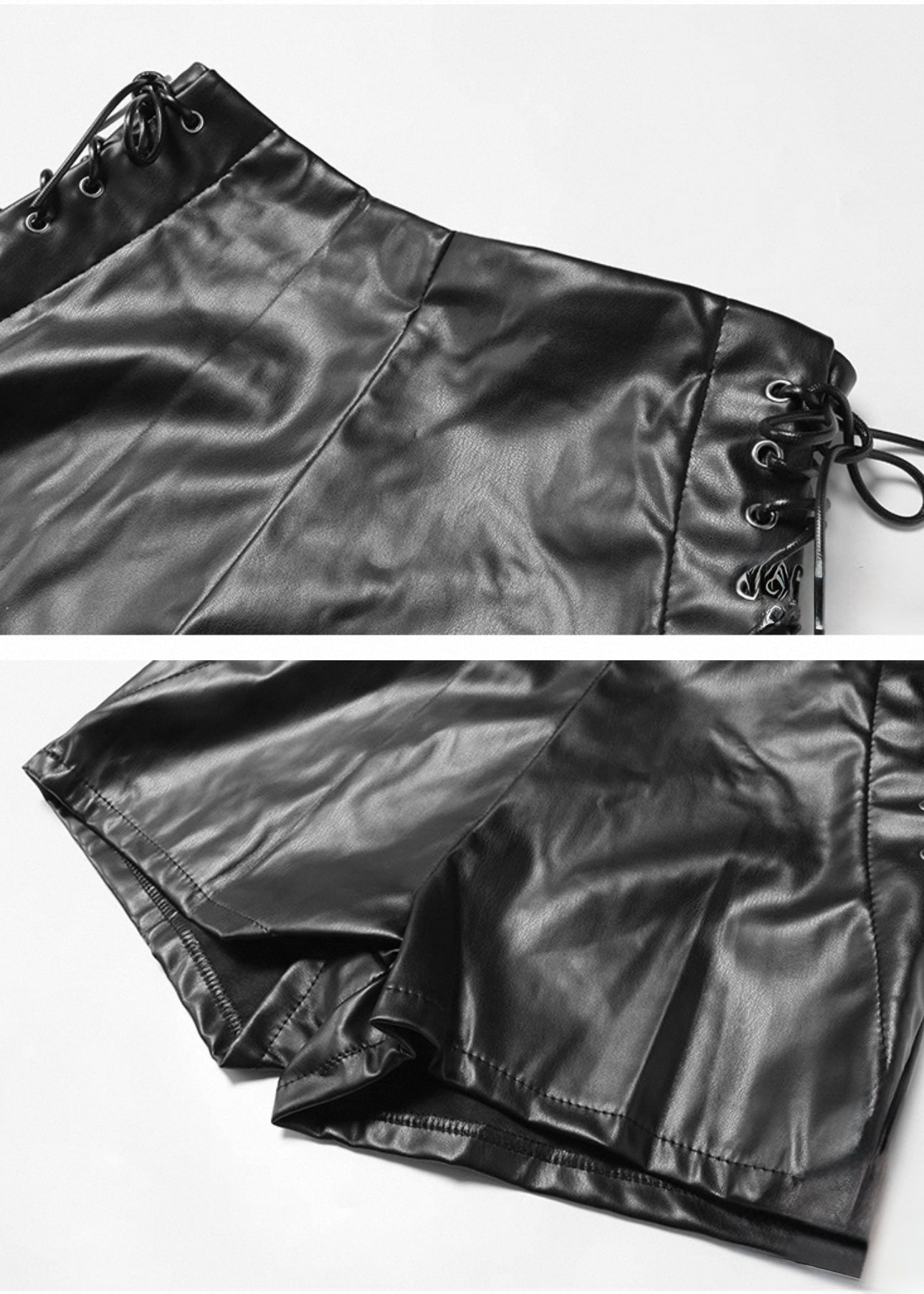 PUレザーハイウエストスリムショーツ / VO1133