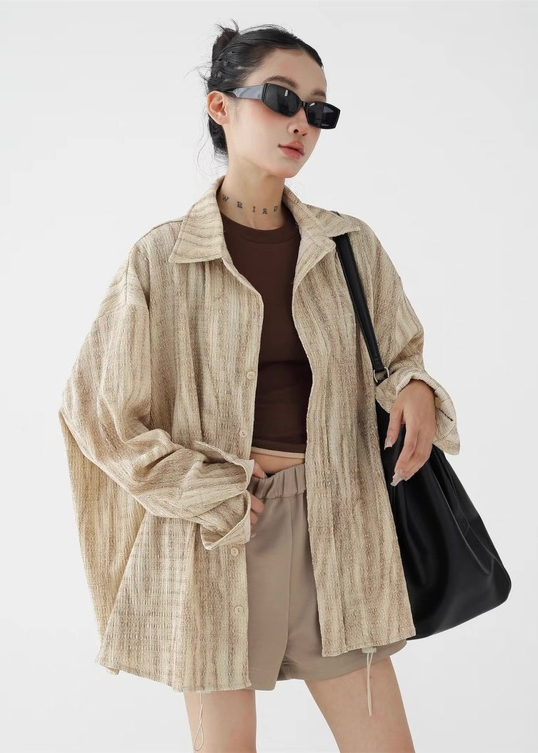 Ruffled drape casual long sleeve shirt / AS1262