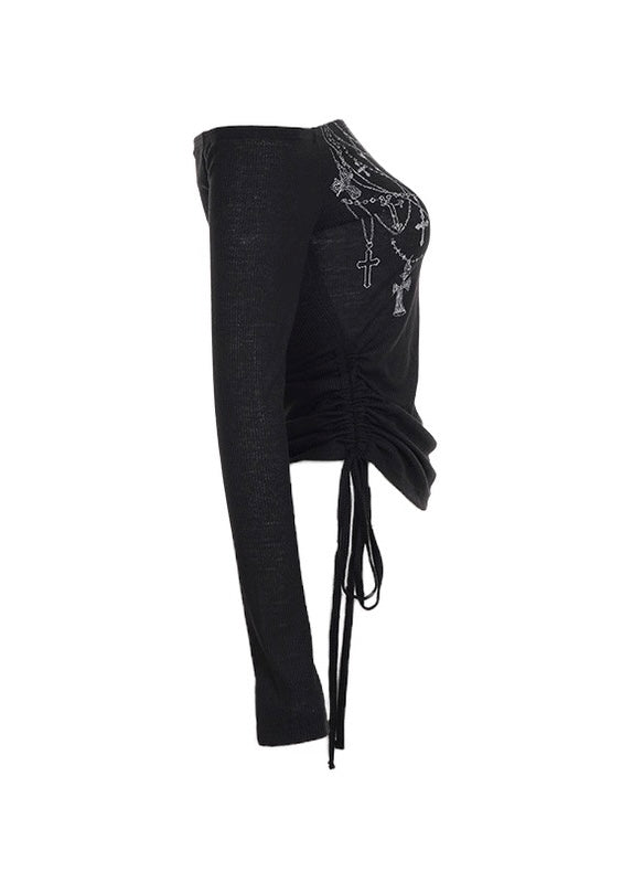 クロスチェーンプリントリボンT / vo1289