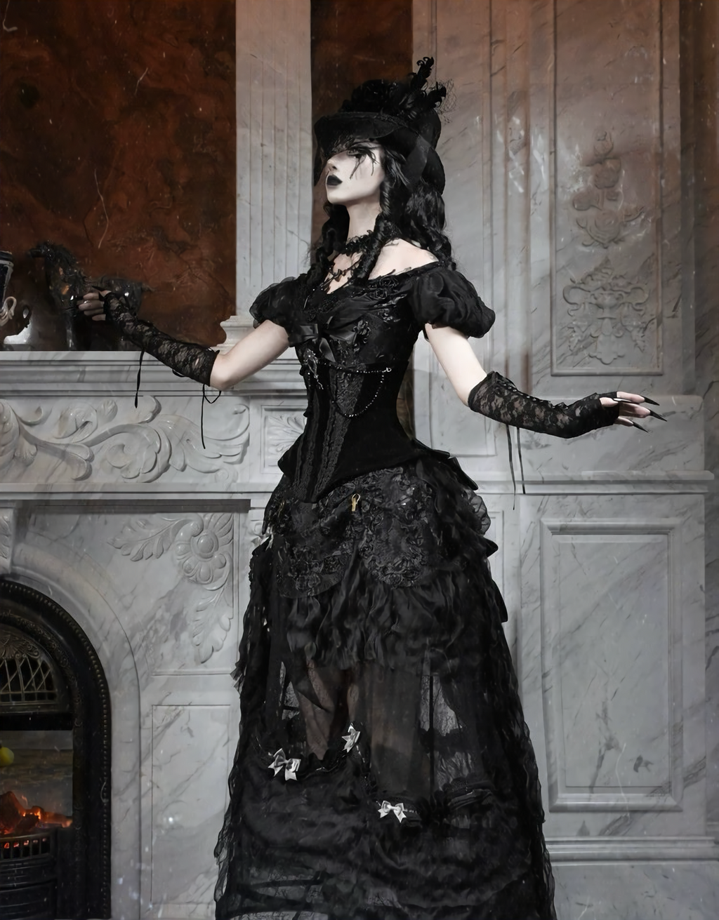 Goth One Shoulder Puff Sleeve Top / NC01