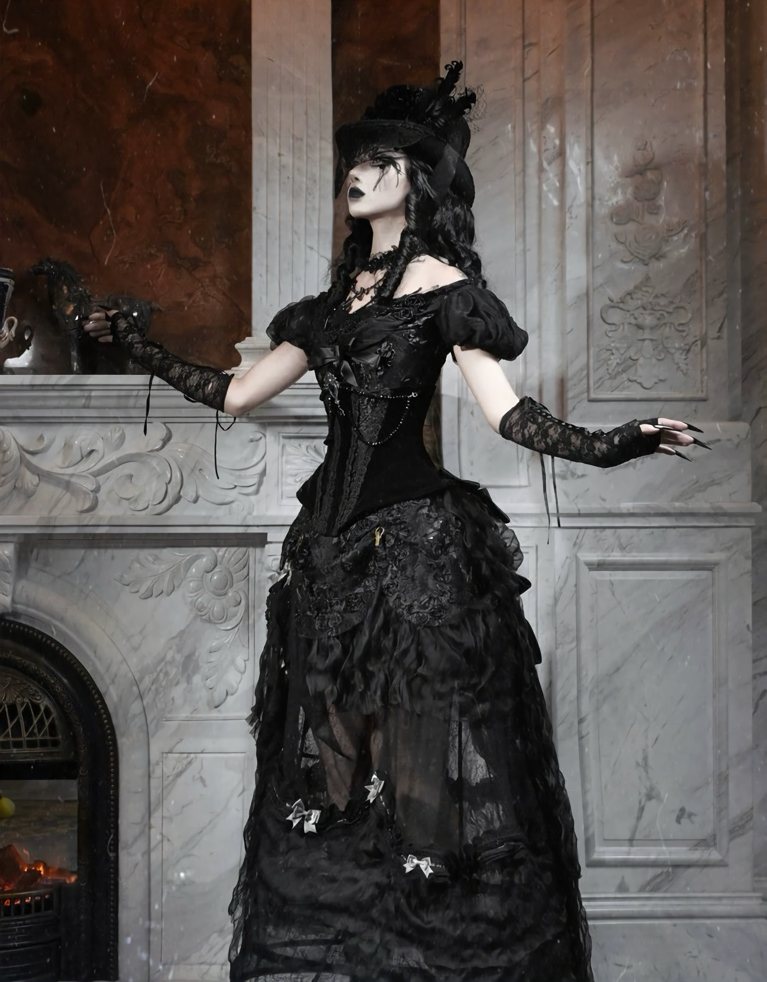 Goth One Shoulder Puff Sleeve Top / NC01