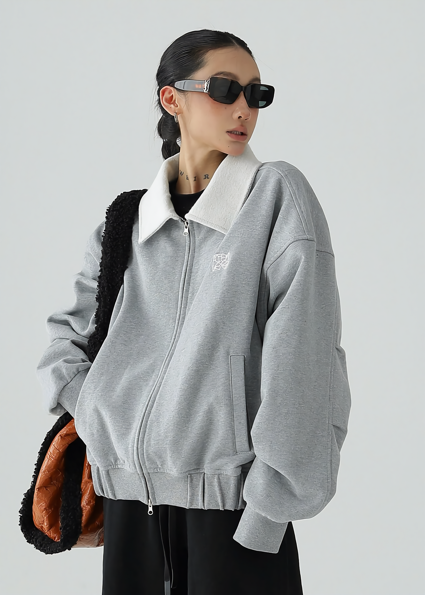 lapel zipper cardigan jacket / AS1143 