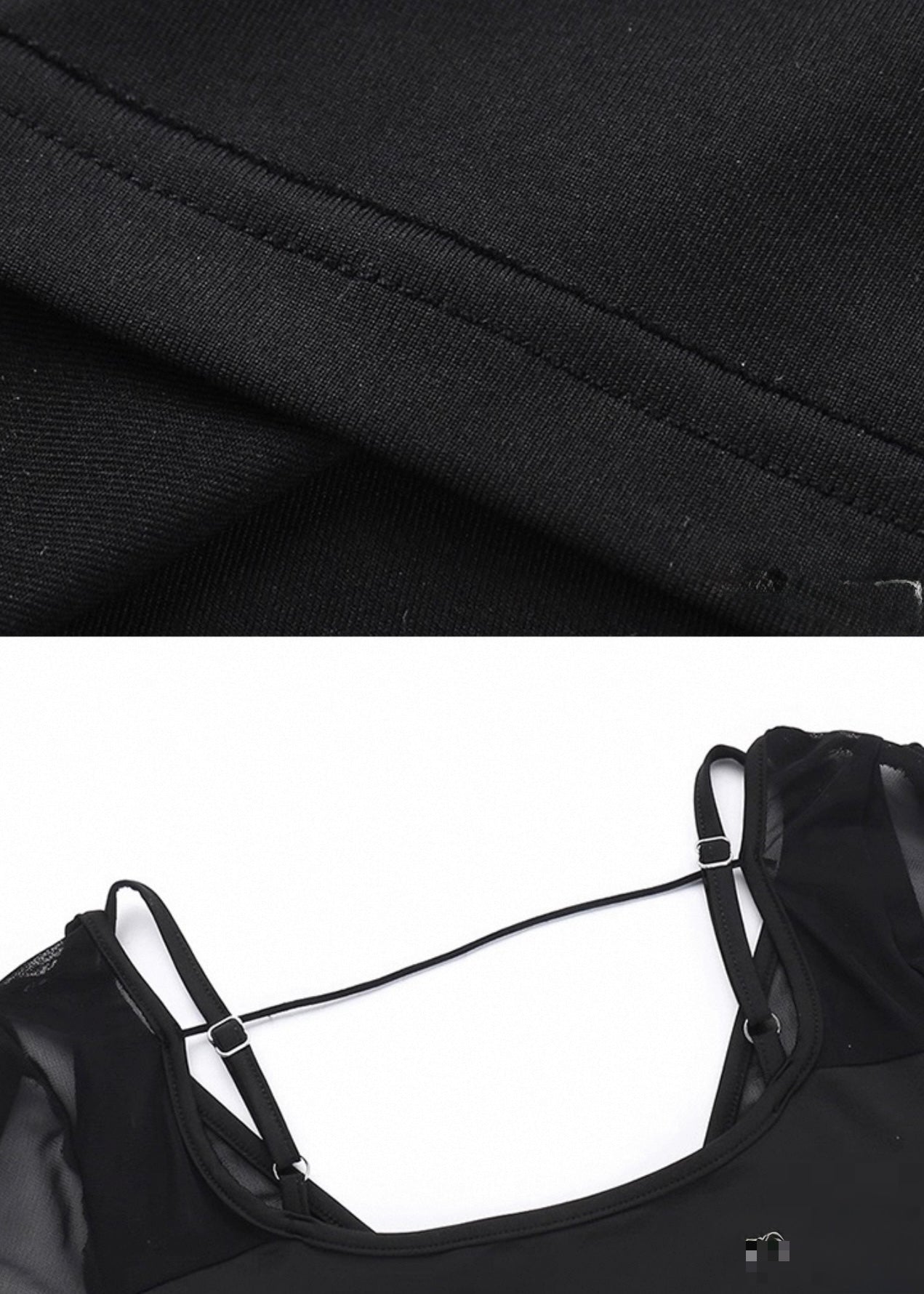 ダークメッシュオフショルダートップ / VO1152