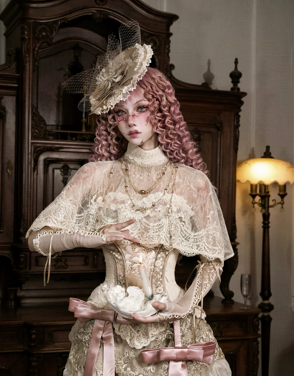 Lace Victoria Short Cape & Necklace / DR09