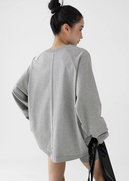 Basic print round neck long sleeve shirt / AS1263