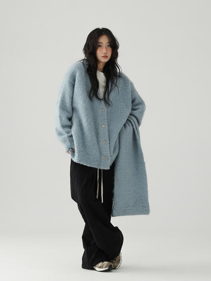 V neck knit cardigan + tassel scarf / AS1119 
