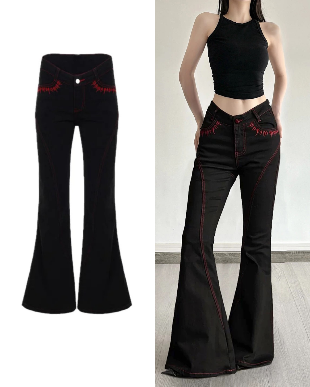 フレアステッチデニムパンツ/ VO1258