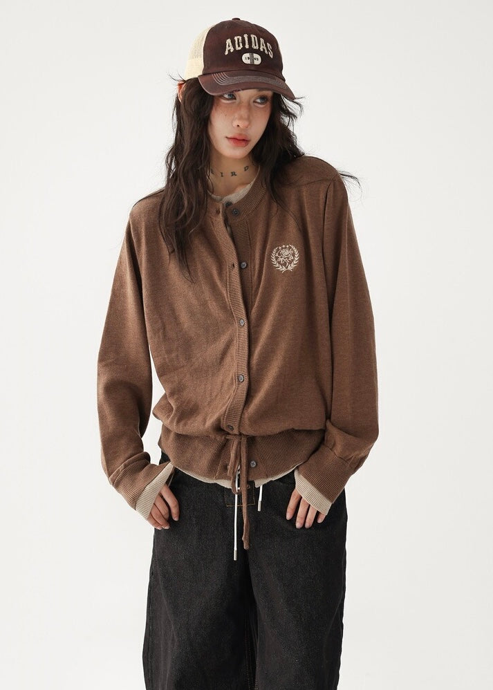 Drawstring knit cardigan / AS1212 