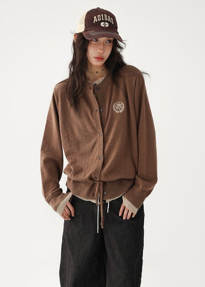 Drawstring knit cardigan / AS1212 