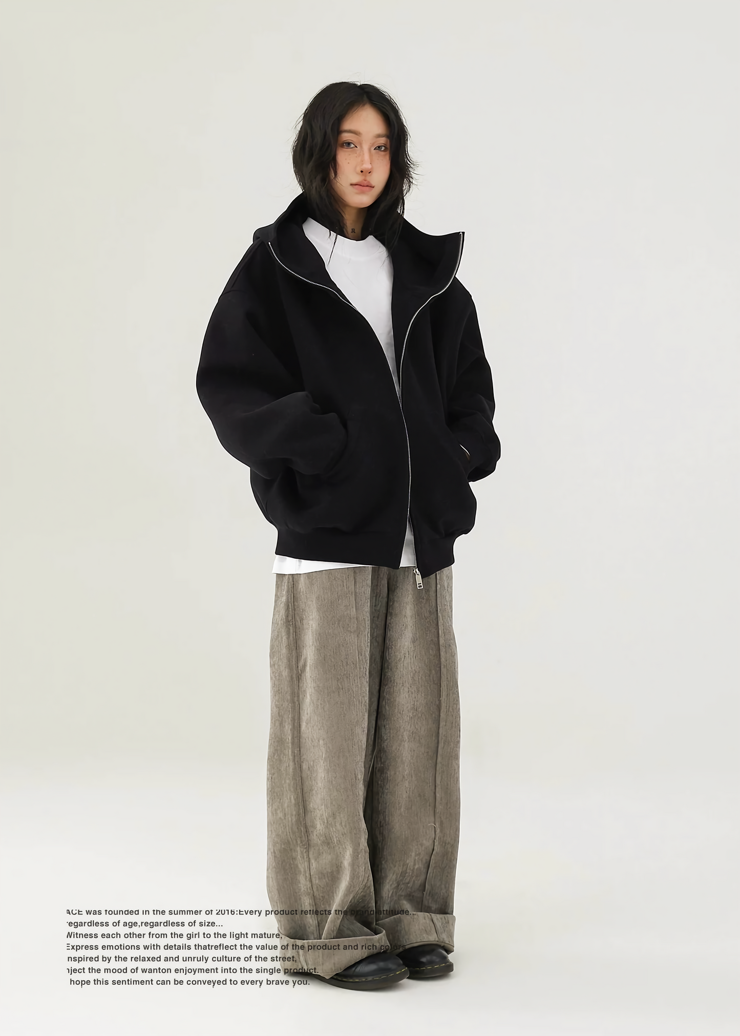 padded hooded zip sweatshirt / AS1145 