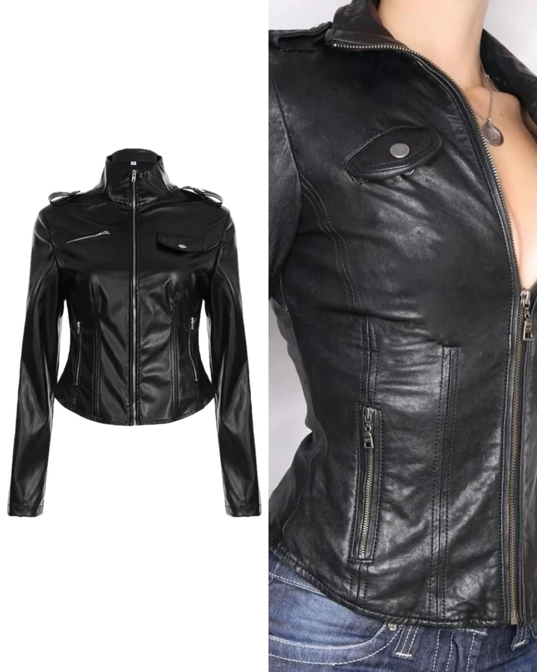 スタンドカラーPUショートジャケット / vo1297